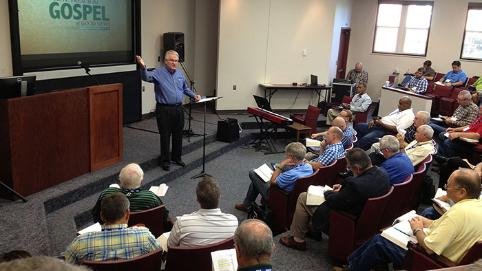 Anthony Jordan Leads discussion during a pastors school breakout session.