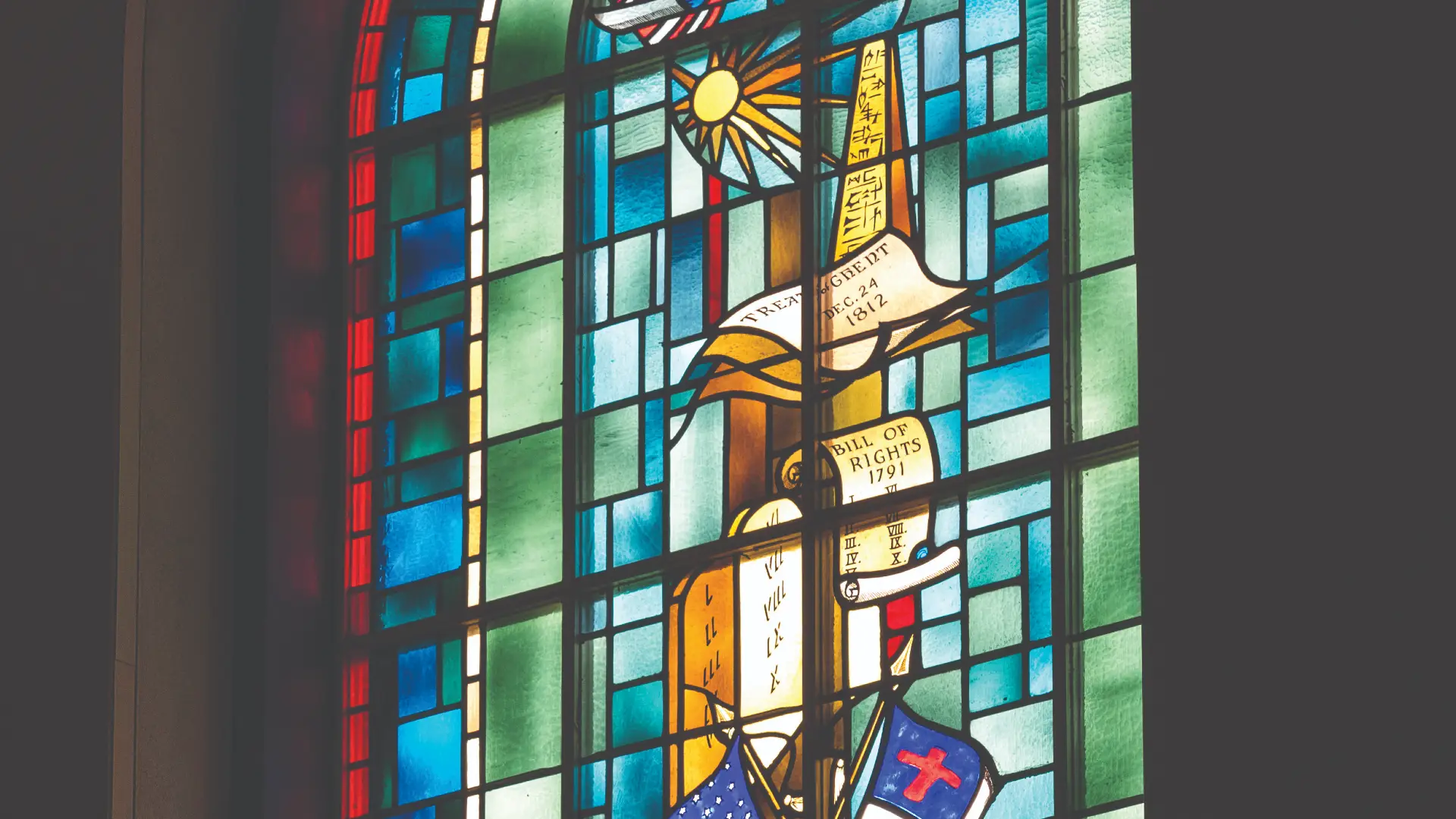 Potter auditorium stained glass window